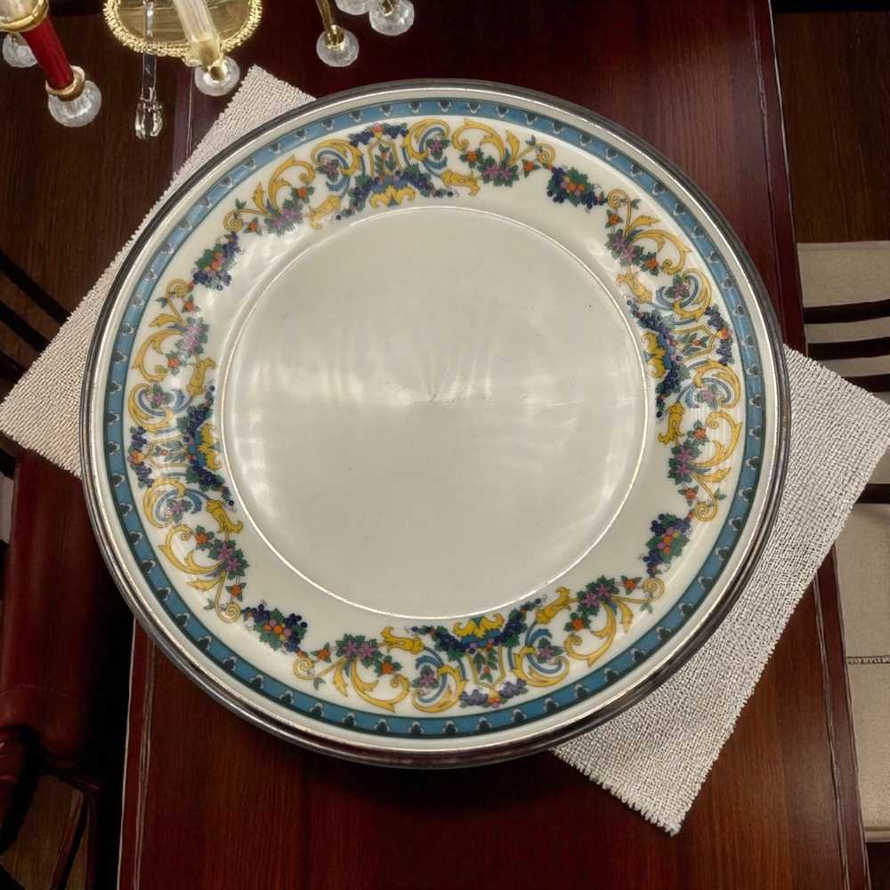 Vintage Lenox Fair Lady 8" Dessert Plate Floral & Platinum Trim ***Retired***